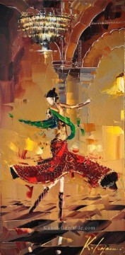 Tanzende Mädchen Kal Gajoum per Messer Ölgemälde
